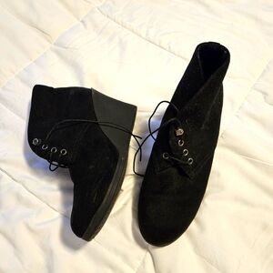 Black velvet heeled booties